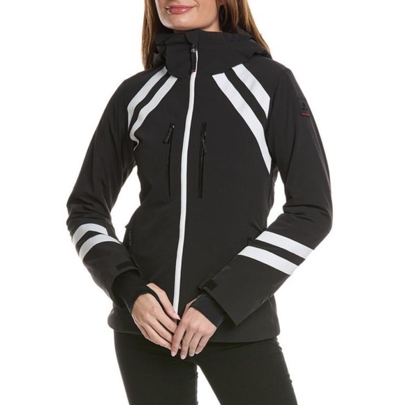 Bogner Fire + Ice Dewi-T Hooded Padded Striped Ski Jacket Size 6 NWT Black - Picture 3 of 14